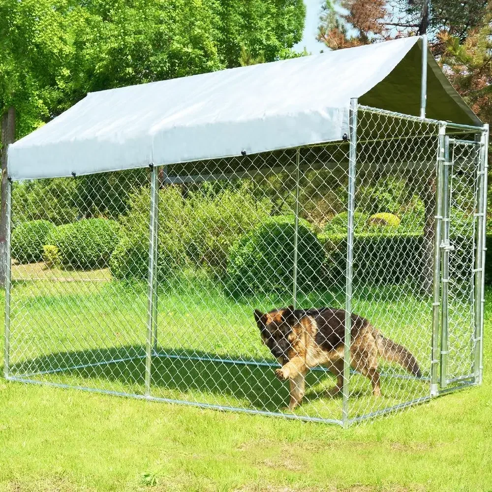 Security Chain Door - Sağlam 10x6x7.7ft Dış Mekan Köpek Kulübesi,