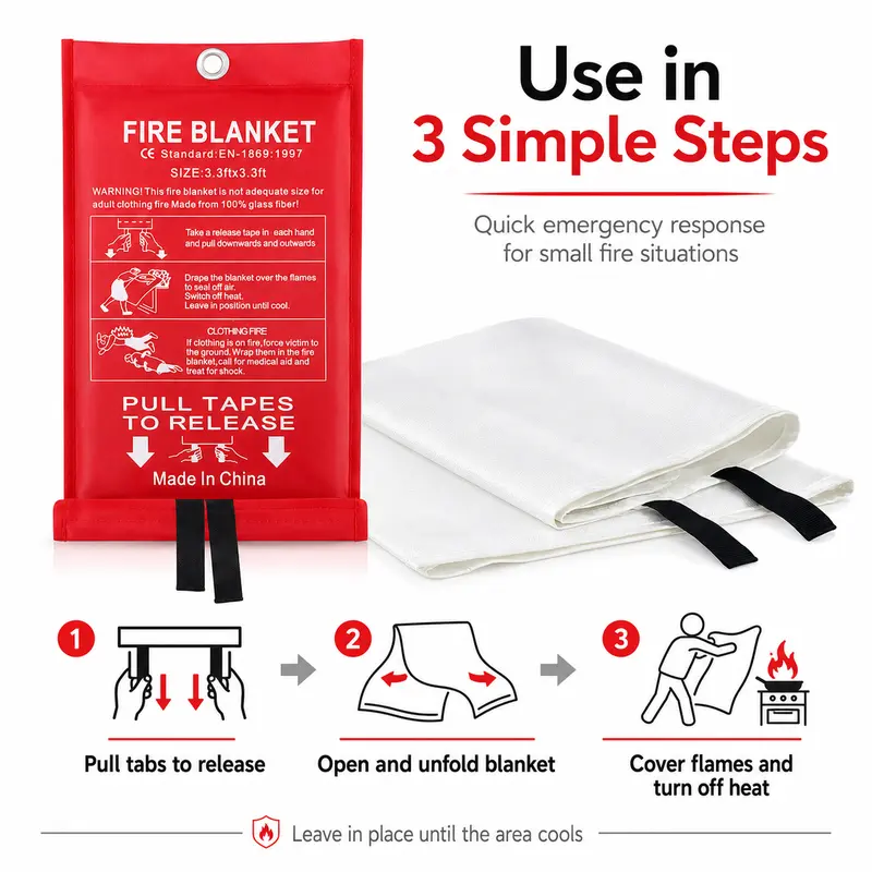 4'lü Paket Fiberglas Acil Duru - Fire Blanket Kitchen incelemesi ve fiyatı
